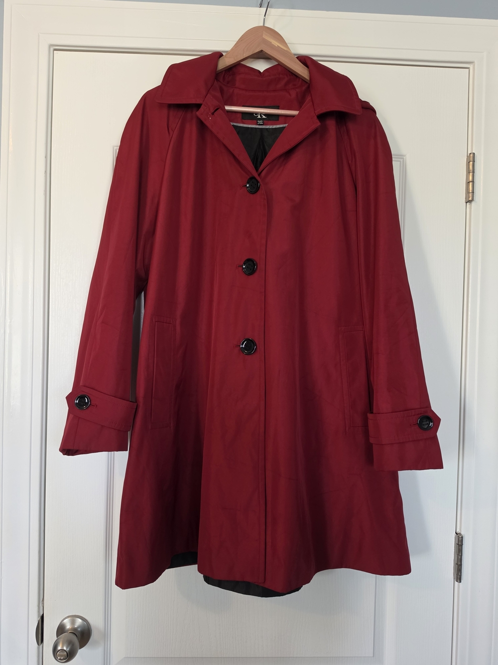 Women's Red Trench Coat - Classic Button Front